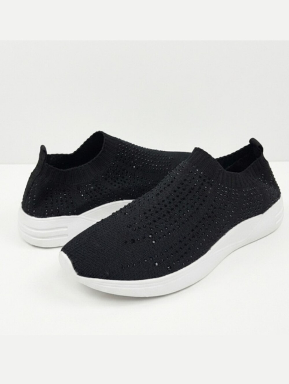 Alia Womens Size 8 Black Glitter Shoes Sparkle Studded Casual Slip On Sneakers
